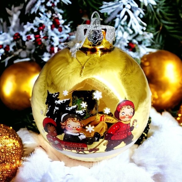 RARE NIB 2011 Campbell's Soup Kids Collector Gold Glass Ball Ornament - Picture 2 of 6